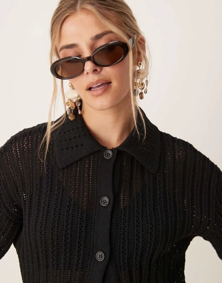 ДИЗАЙНЕРСКАЯ рубашка ASOS с вышивкой в горошек черного цвета - часть комплекта  black