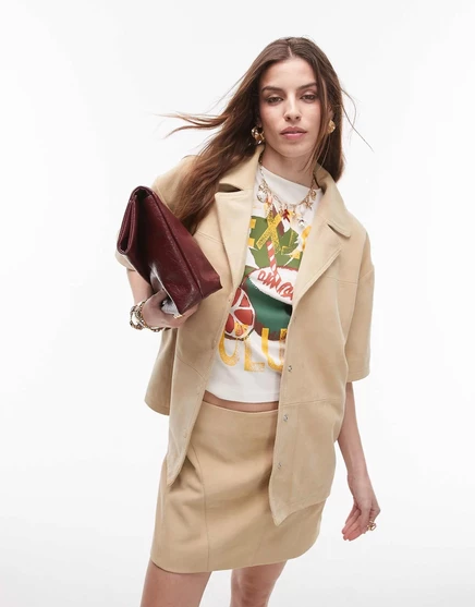 Футболка Topshop real suede resort цвета сливочного масла - часть комплекта buttermilk