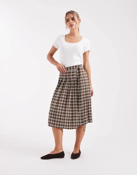 Миниатюрная плиссированная юбка миди в клетку Miss Selfridge, сшитая на заказ plaid