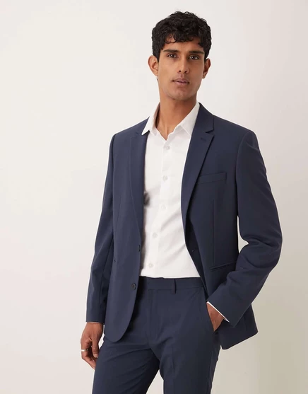 Мужской приталенный пиджак ASOS Design slim, темно-синий