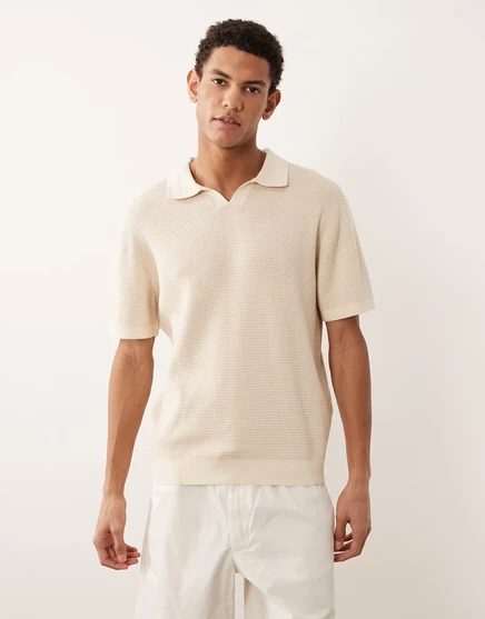 Мужское поло Jack & Jones Premium с разрезом у горловины, молочно‑серое