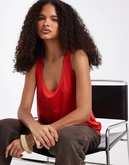 Женская майка ASOS Design breatheMAX из лиоцелла свободного кроя, красная