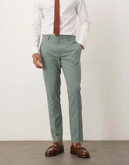 Костюмные узкие брюки ASOS Design, зеленые