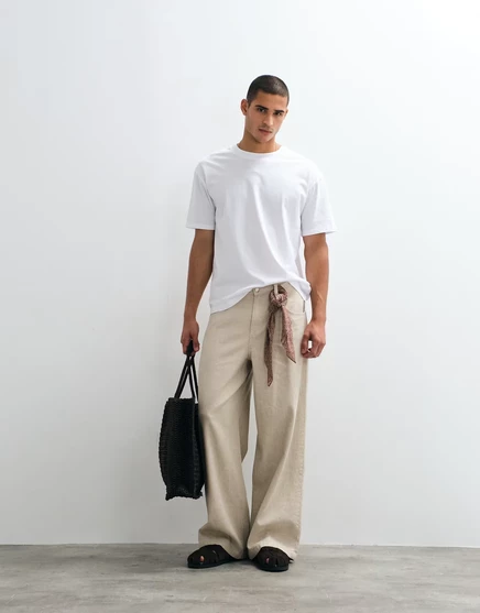 Мужские джинсы ASOS Design свободного кроя, средняя посадка, экрю