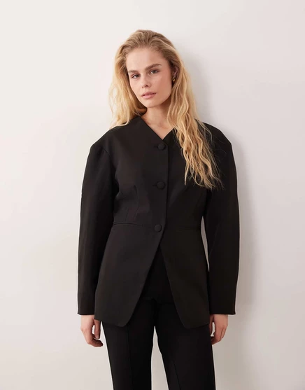 Женский пиджак Miss Selfridge без воротника, черный