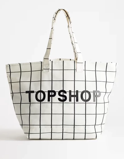 Большая холщовая сумка Topshop с принтом в клетку