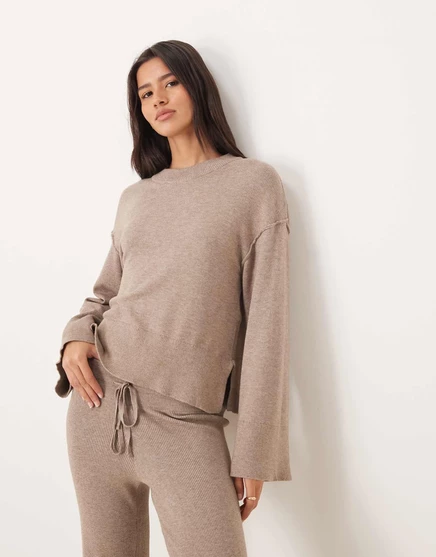 Женский свитер GINA TRICOT тонкий, коричневый меланж
