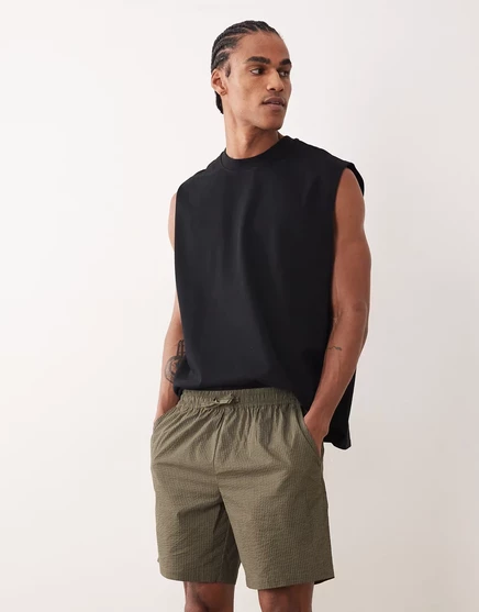Мужские шорты ASOS Design средней длины в полоску, хаки