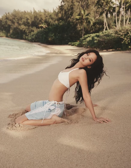 Женские шорты Frankies Bikinis x Jennie Kim джерси, пудрово-голубые