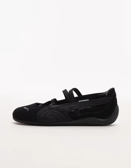 Женские балетки Puma Speedcat со змеиным декором, черные