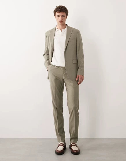 Мужские брюки Mango Paris суперузкие, бежево-коричневые