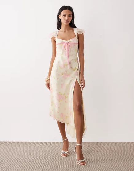 Платье миди For Love &amp; Lemons rue нежно-желтого цвета