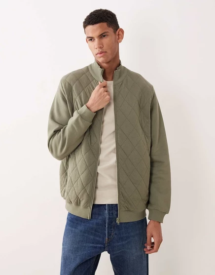 Куртка ASOS DESIGN essentials с воронкообразным вырезом на молнии темно-зеленого цвета.  dusty olive