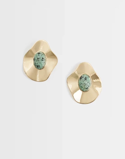 Женские серьги ASOS Design с зеленым камнем, золотистые