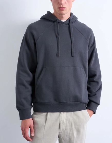 Облегающая толстовка Topman с капюшоном цвета древесного угля charcoal