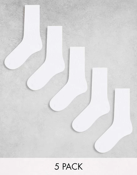 Белые носки в рубчик Weekday, 5 пар white