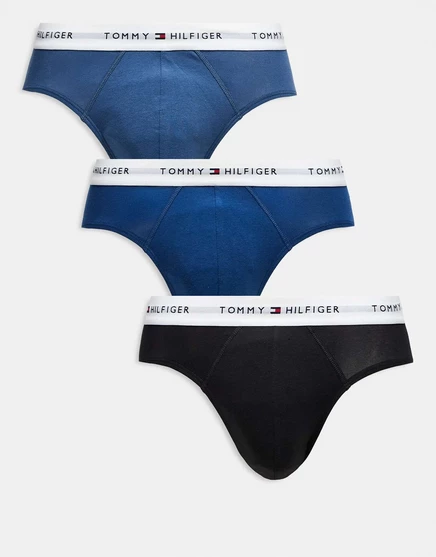 Фирменные хлопковые трусы Tommy Hilfiger из 3-х упаковок черного/синего цвета