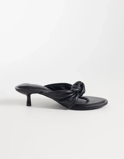 Женские шлепанцы ASOS Design на каблуке, кожаные, черные