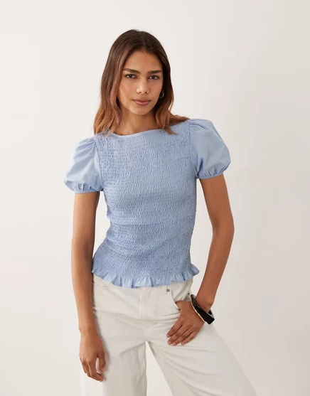 Женский топ ASOS Design с жатой фактурой, синий