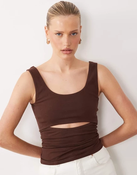 Женская майка ASOS Design с вырезом, шоколадная