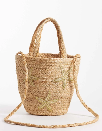 Женская сумка Accessorize Starfish из рафии, бежевая
