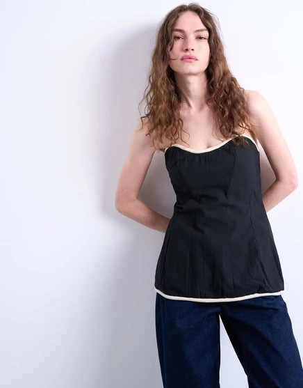 Топ-бандо Topshop черного цвета с белой окантовкой black