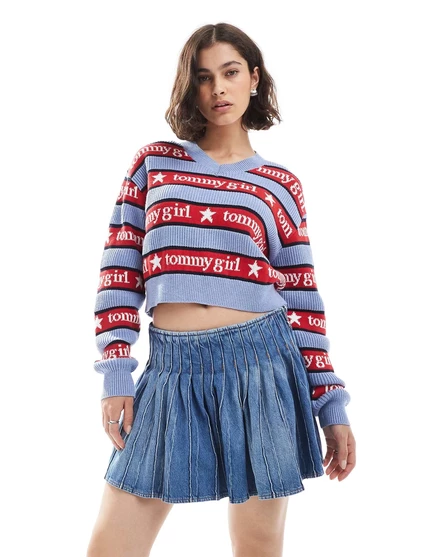 Джинсы Tommy Jeans свитер tommy girl в полоску с v-образным вырезом синего и красного цветов sweet blue