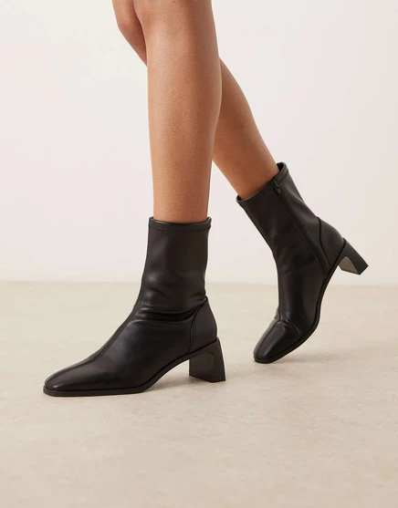 Дизайнерские ботильоны ASOS Rush широкого кроя на высоком каблуке черного цвета black
