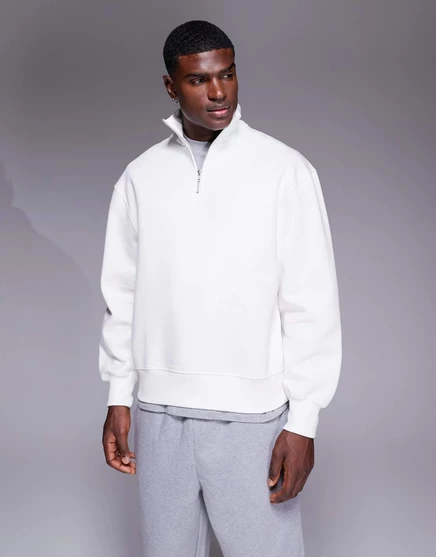 МОДЕЛЬ ASOS DESIGN premium с застежкой-молнией на четверть размера премиум-класса темно-белого цвета coconut milk