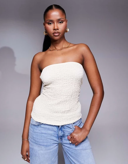 ДИЗАЙНЕРСКИЙ текстурированный удлиненный топ-бандо ASOS DESIGN из камня stone