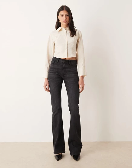 ДИЗАЙНЕРСКИЕ джинсы ASOS с высоким берцем черного цвета  black
