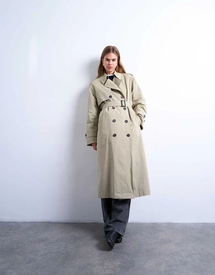 Женский тренч Topshop 2 в 1 с отстегивающейся плюшевой подкладкой, песочный