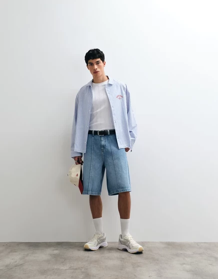 Мужские джинсовые шорты ASOS Design с защипами, синие