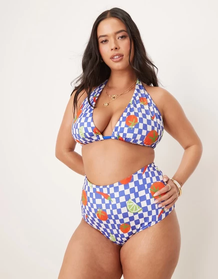 Купальник-бикини ASOS DESIGN Curve с принтом 
