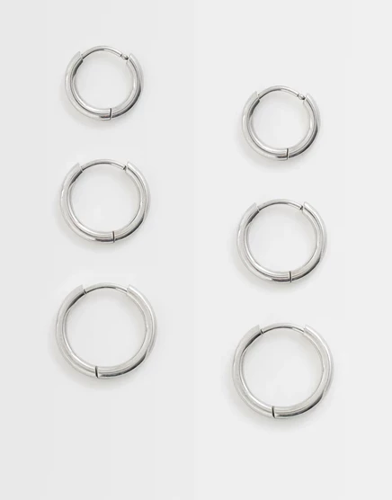 Женские серьги ASOS Design, нерж. сталь, набор 3, серебристые