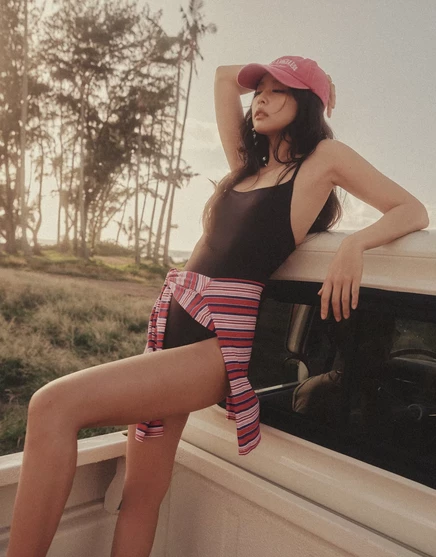 Женский лонгслив Frankies Bikinis x Jennie Kim, полоска sunset