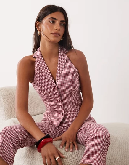 Женский топ Miss Selfridge, красная клетка