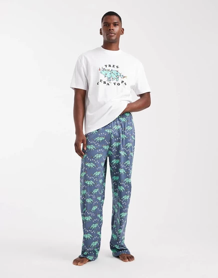 Мужской комплект пижам ASOS Design с динозавром, темно-синий