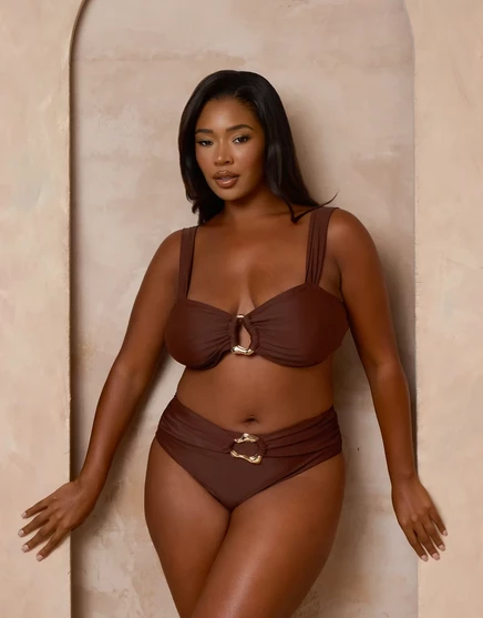 Женские плавки Moda Minx Curve x Alessa Tyrrell‑Charles с высокой талией и кольцом, кофейные