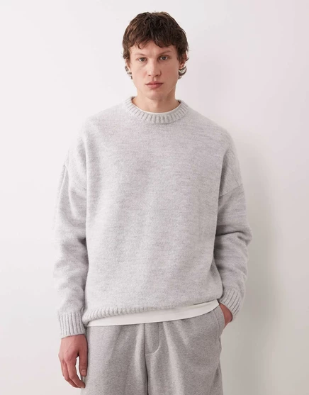 Вязаный свитер свободного кроя extreme oversize от ASOS DESIGN серого цвета gray