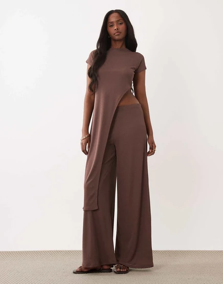 Женская туника ASOS Design полупрозрачная, шоколадная