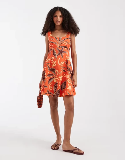 Женское платье Vero Moda мини плиссированное, оранжевое