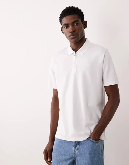 Мужское поло Jack & Jones Premium на молнии, белое
