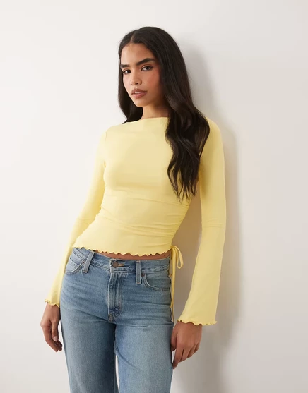 Женский топ ASOS Design с кулиской и воланами, кремовый