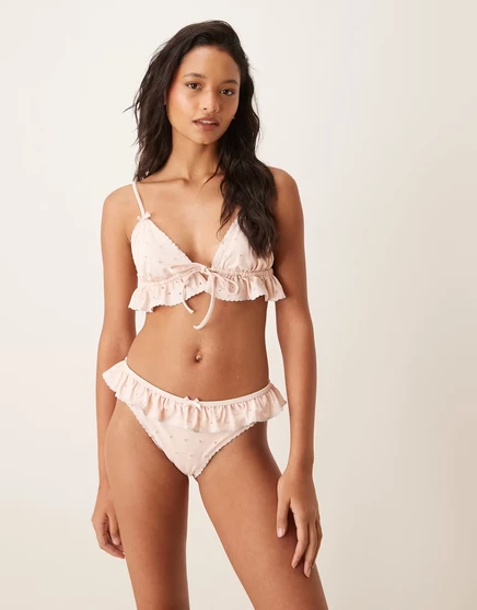 Женский топ бикини For Love & Lemons в горох с рюшами, персиковый