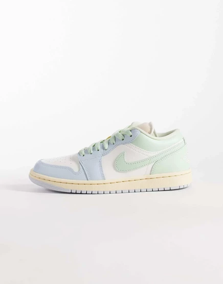 Низкие кроссовки Nike Air Jordan 1 светло-зеленого и синего цветов 