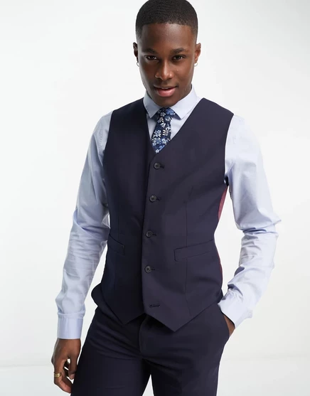 Темно-синий узкий жилет ASOS DESIGN navy