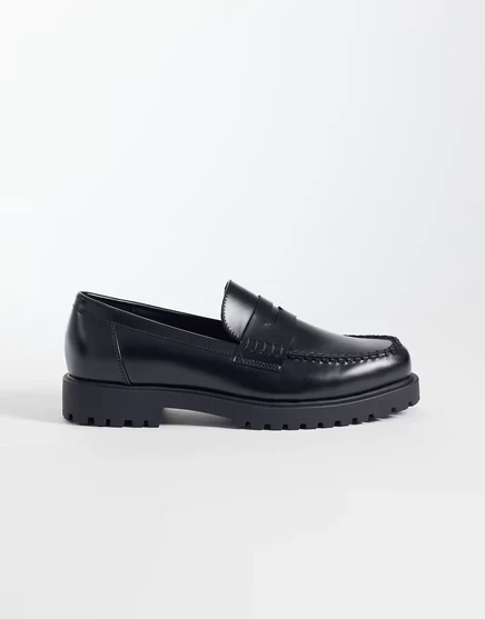 Мужские лоферы ASOS Design Penny с рифленой подошвой, черные