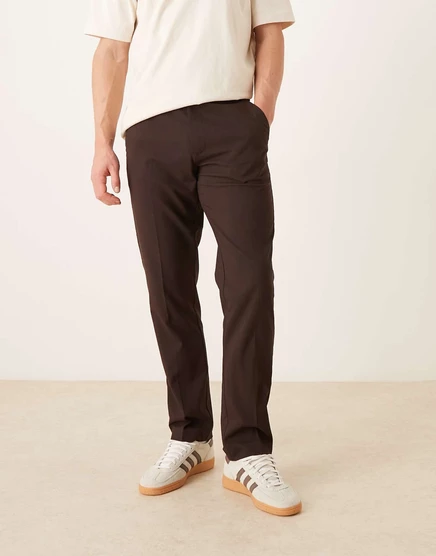 Элегантные узкие брюки ASOS DESIGN темно-коричневого цвета dark brown