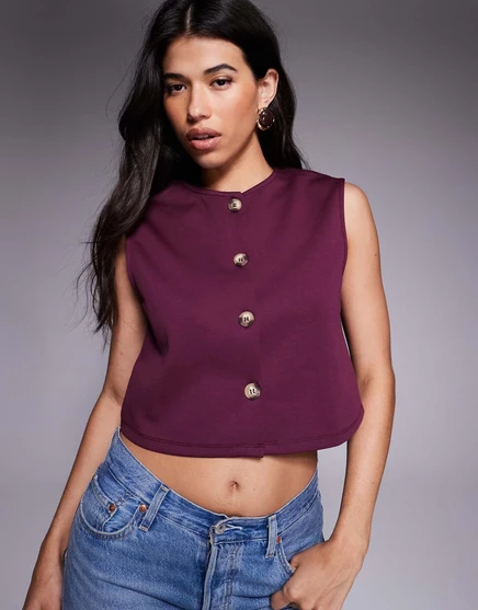 Женский укороченный жилет ASOS Design, сливовый